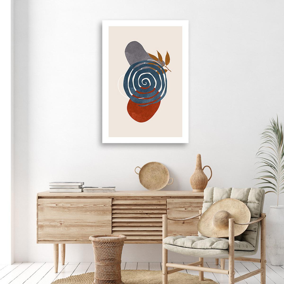 WANDBILD geometrische kreise und boho formen - Blau, Textil (40/60cm) - Feeby