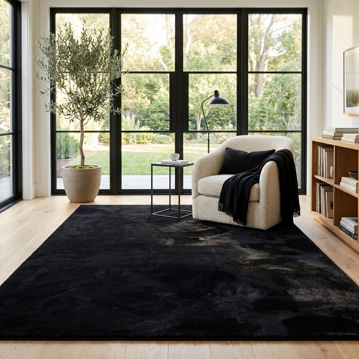FELLTEPPICH SUPER SOFT PEARL - Schwarz, Textil (140/200cm) - Pergamon