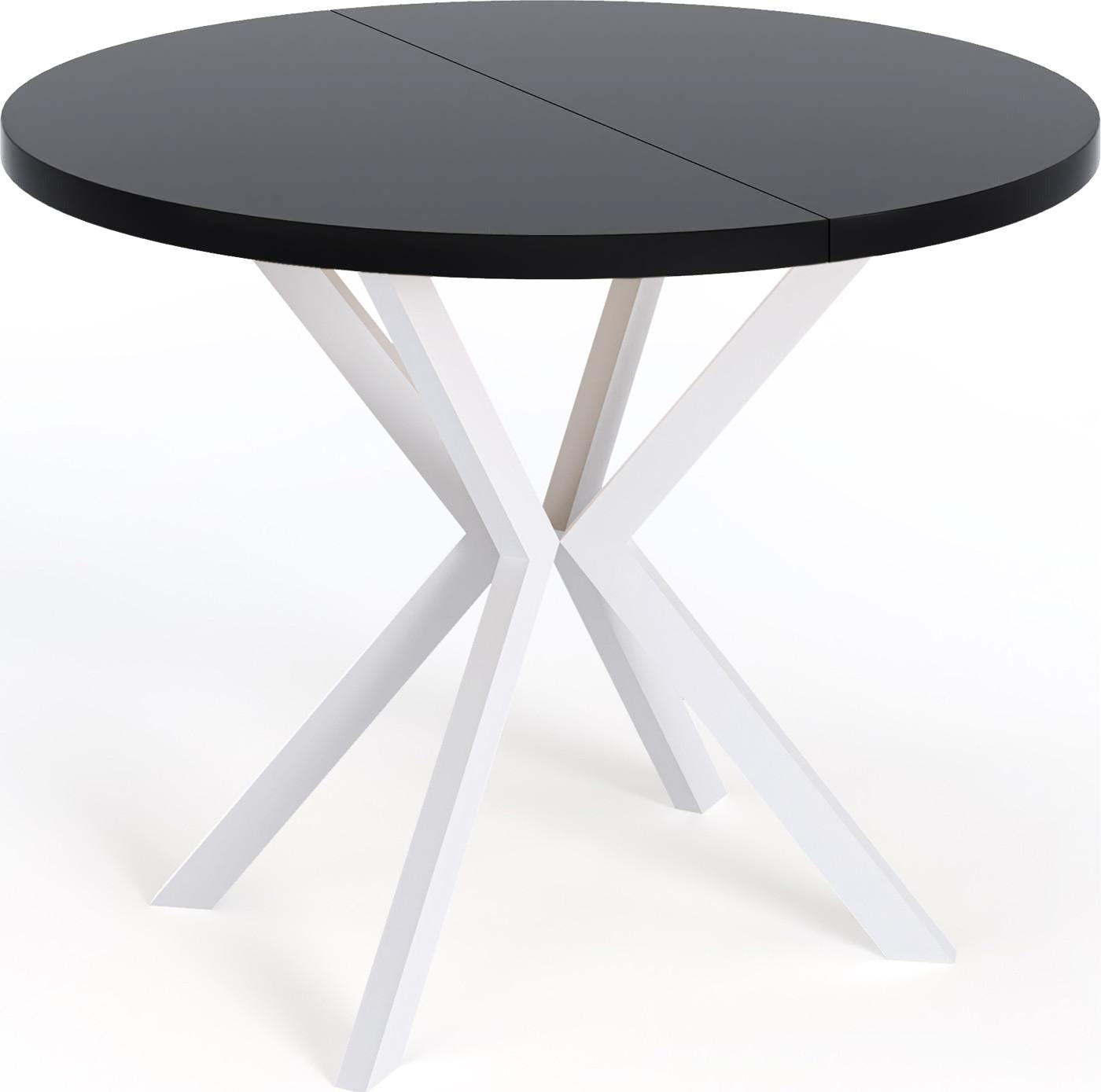 ESSTISCH Della runder ausziehbarer, Schwarz 100-180/100/76 cm - Schwarz/Weiß, Holzwerkstoff/Metall (100/180/76cm) - WFL GROUP
