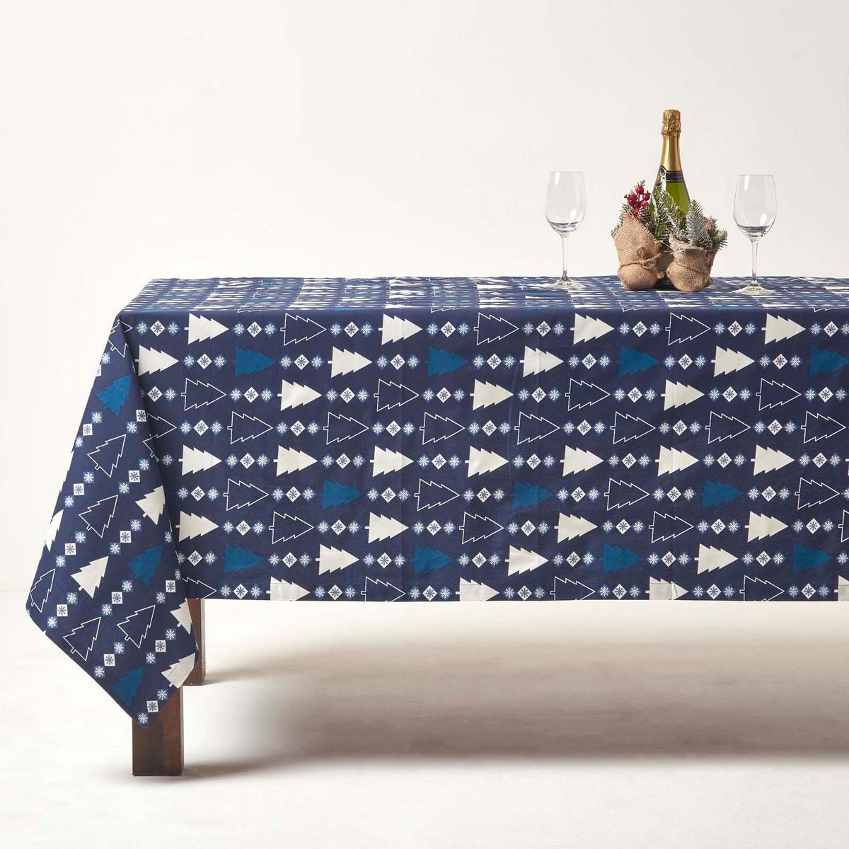 WEIHNACHTSTISCHDECKE Winterland blau 137/229 cm, 100% Baumwolle - Blau, Textil (137/228cm) - Homescapes