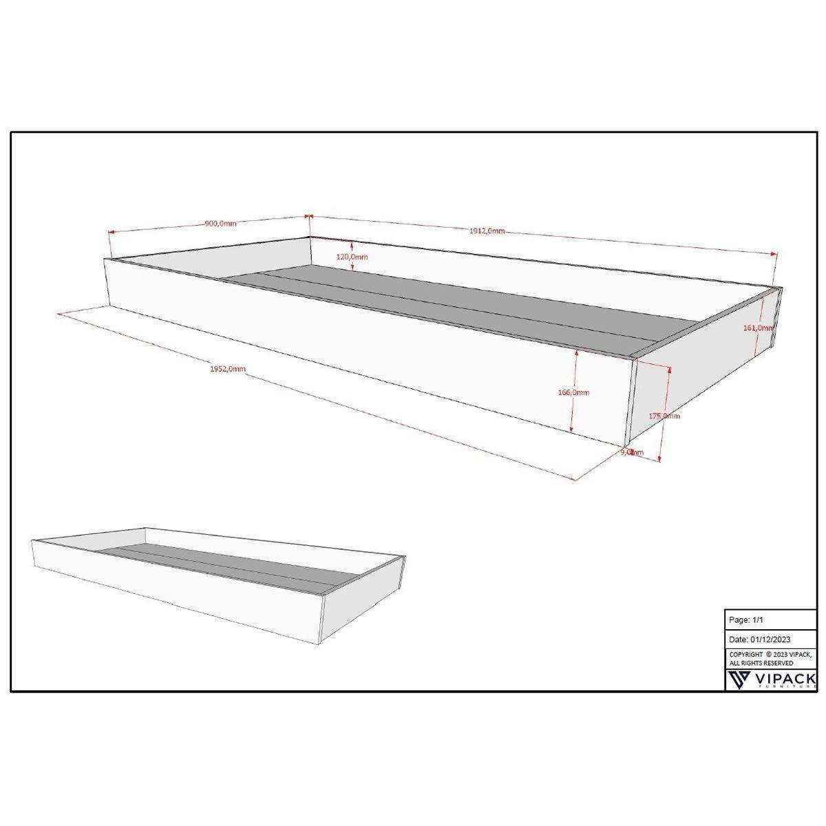 TAGESBETT Kelci 90x200 Bettschublade Rand Rausfallschutz Buche massiv - Buchefarben, Holz (90/200cm) - 58aufmkessel