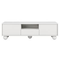 LOWBOARD Adel mit 2 Türen 1 Schublade und runden Füßen, 154 cm, Griffloss, Weiß - Weiß, Holzwerkstoff (154/46/38cm) - Beautysofa