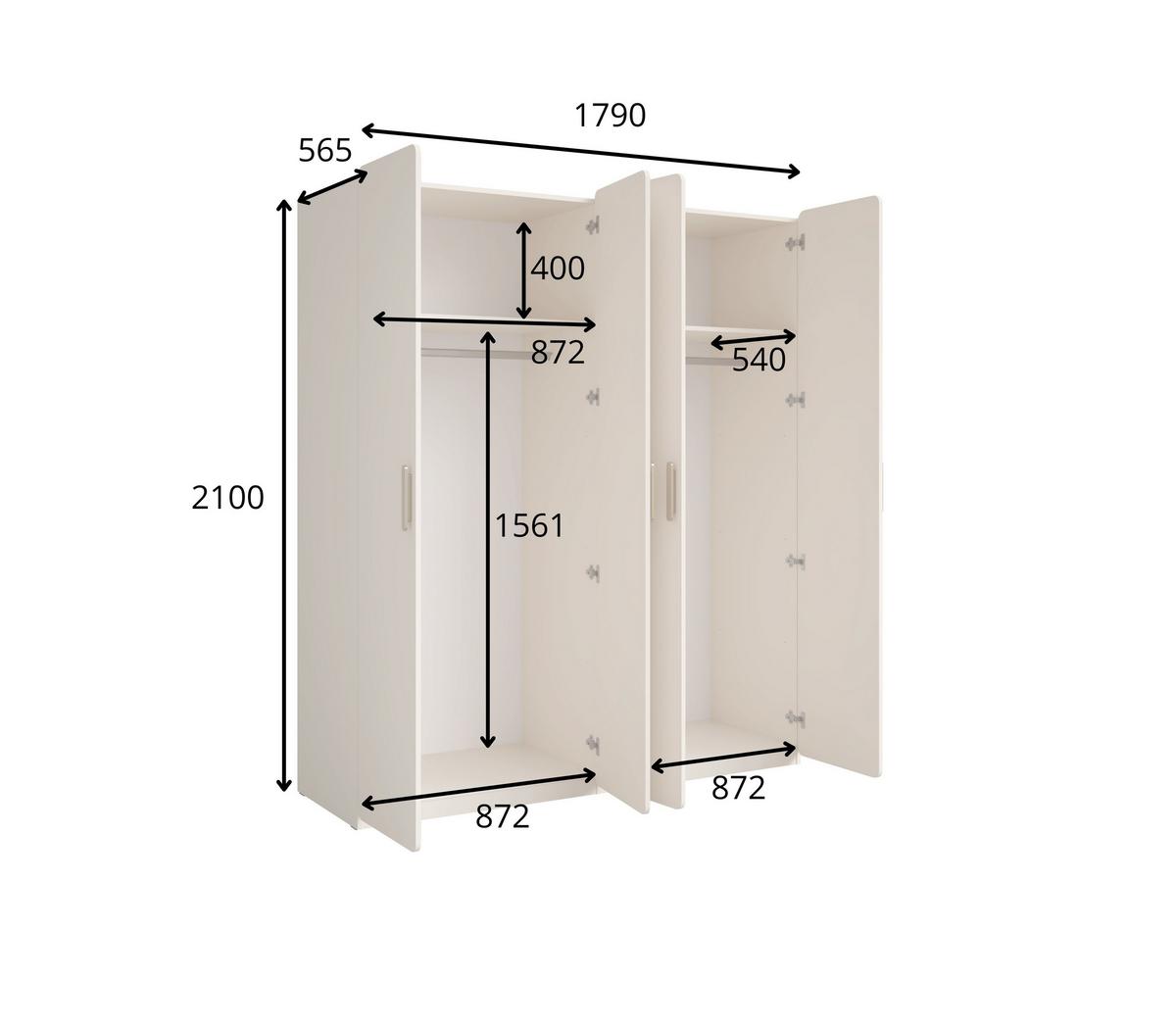 DREHTÜRENSCHRANK LOKIRN 179/210/58,1cm 4-türig Sandbeige - Sandfarben, Holzwerkstoff (179/210/58.1cm) - MASSENO