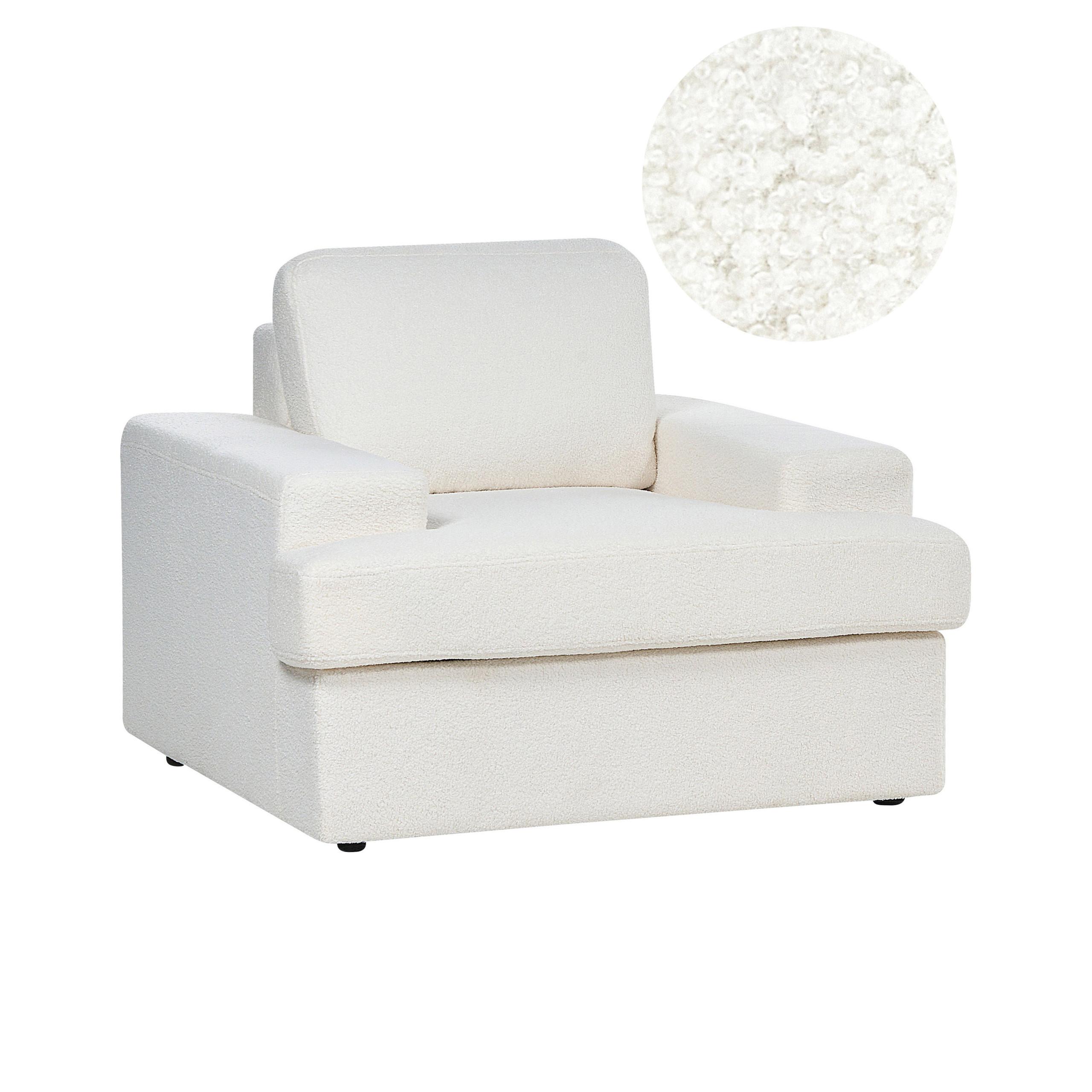 SESSEL Bouclé cremeweiß Alla - Weiß, Textil (108/85/103cm) - Beliani