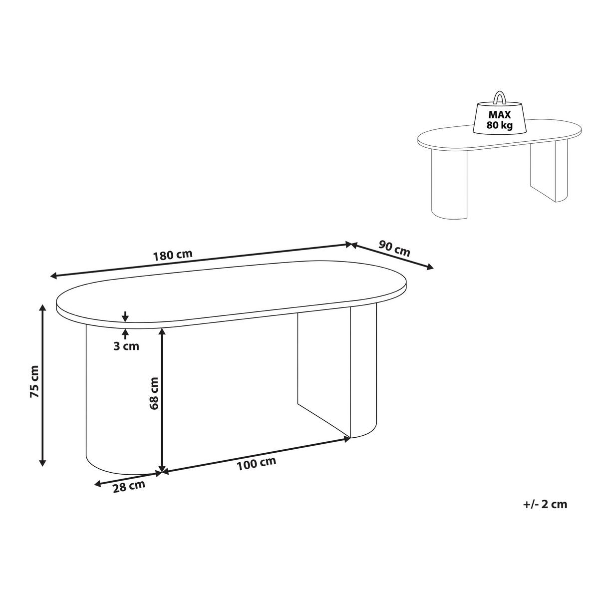 ESSTISCH Wurzelholz Optik 180 cm 90 cm Asbury - Braun, Holzwerkstoff (180/90/75cm) - Beliani