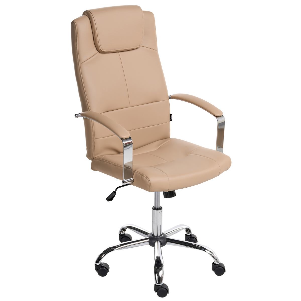 CHEFSESSEL Sandbeige Winner - Beige/Silberfarben, Kunststoff (60/112/60cm) - Beliani