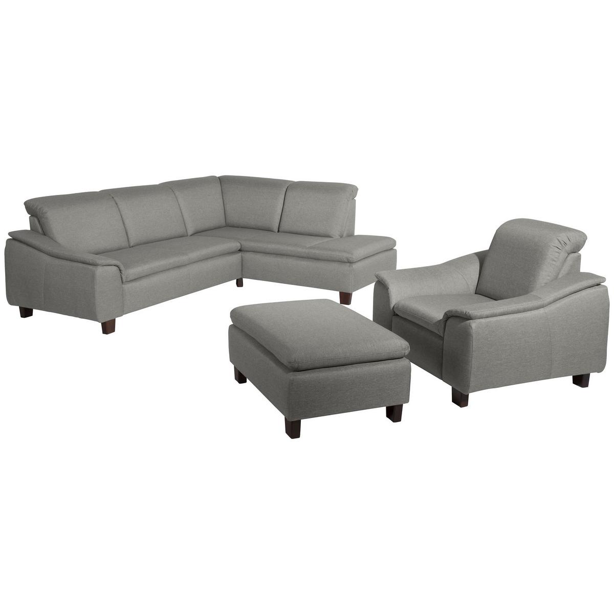 ECKSOFA mit Ottomane rechts Kaylil Flachgewebe hellgrau - Hellgrau, Kunststoff (187/247cm) - 58aufmkessel