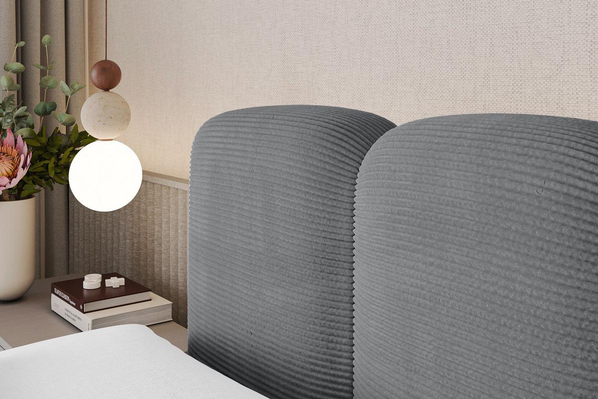 BOXBETT mit Matratze H3|H4 und Lattenrost - NINA-Z KING - 200x200 cm Poso - Dunkelgrau - Taupe, Holzwerkstoff (200/200cm) - ALTDECOR