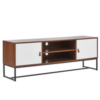 TV-MÖBEL Weiß/Dunkler Holzfarbton/Schwarz Nueva - Dunkelbraun/Schwarz, Holzwerkstoff (150/55/40cm) - Beliani
