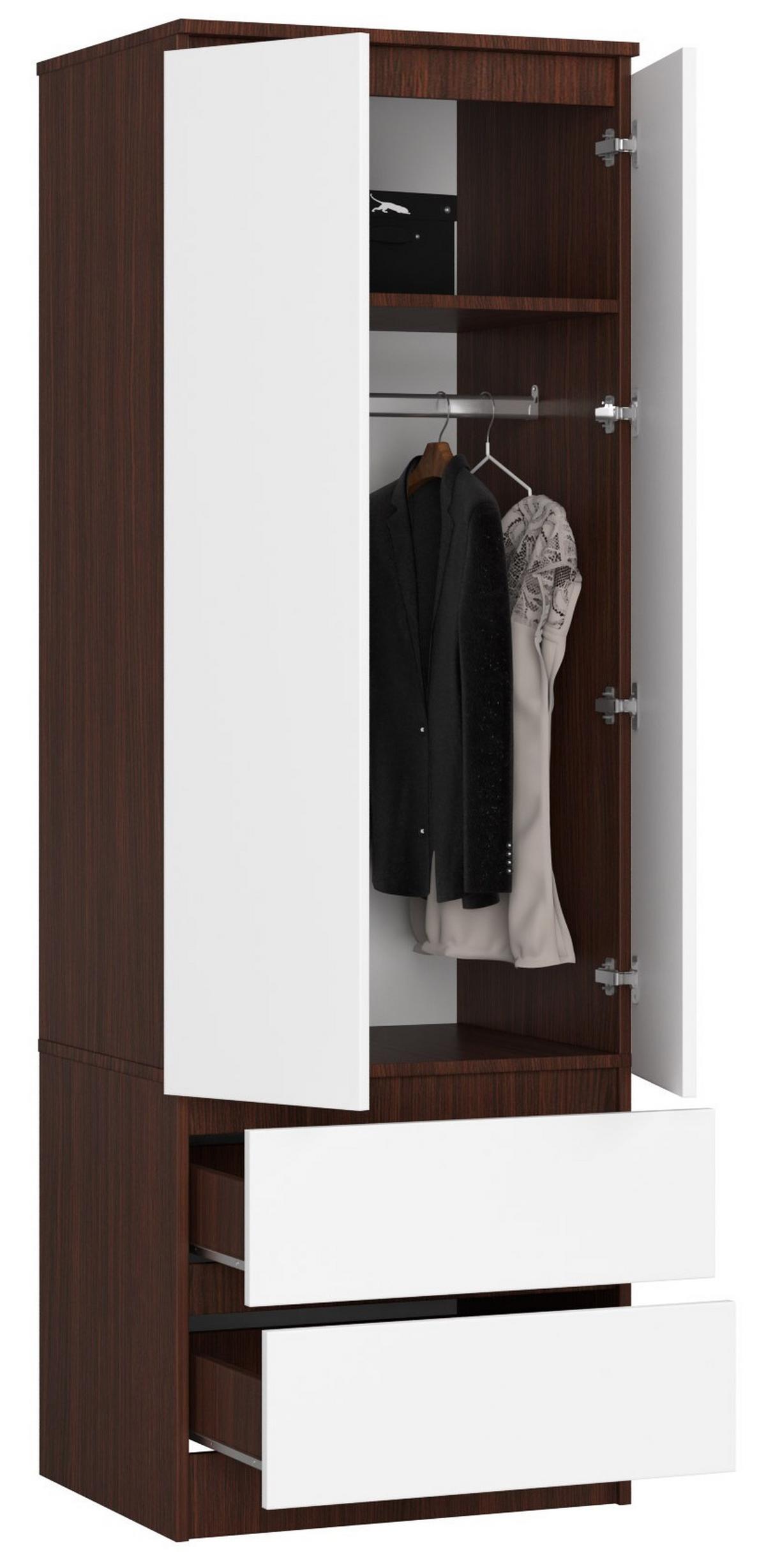 KLEIDERSCHRANK Dunkelbraun, Weiß 180/60/51 - Dunkelbraun/Weiß, Holzwerkstoff (60/180/51cm) - RAUMHIRSCH FURNITURE