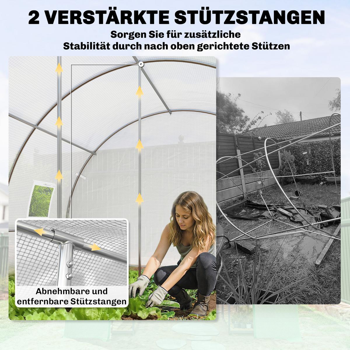 FOLIENGEWÄCHSHAUS PE Stahl Weiß - Weiß, Kunststoff (300/200/396cm) - Outsunny