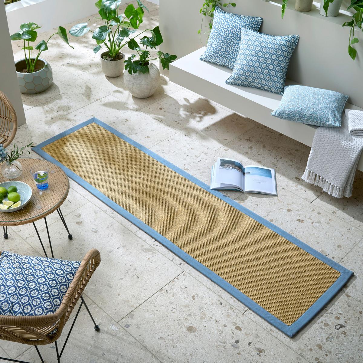 OUTDOORTEPPICH Waschbar KEER, mit Bordüre, Natur-Blau, 60 x 230 cm - Beige, Textil (60/230cm) - KADIMA DESIGN