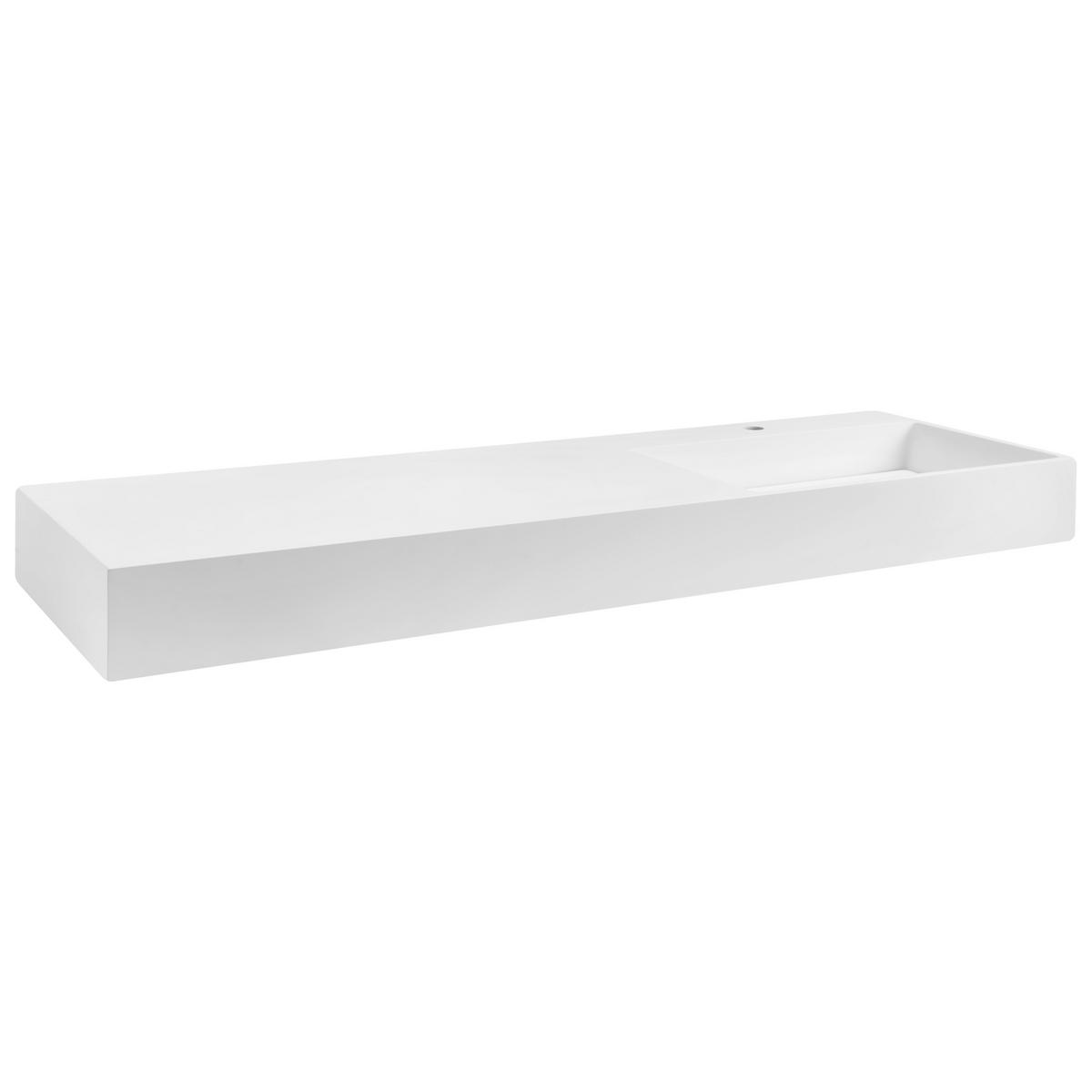 HÄNGEWASCHBECKEN Weiß 150/48 cm Mineralguss Cusco - Weiß, Naturmaterialen (150/13/48cm) - Beliani
