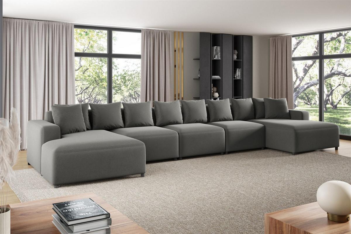 WOHNLANDSCHAFT Megan Xl In Salvador - Grau, Holzwerkstoff/Textil (517/75/165cm) - Fun Möbel