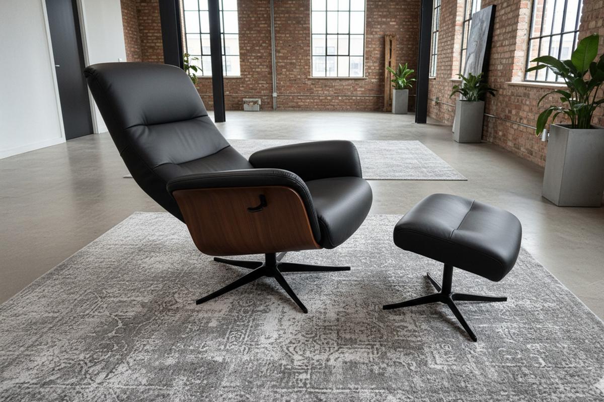 RELAXSESSEL SILVA Schwarz Leder Relaxfunktion - Schwarz, Leder/Metall (78/109/85cm) - KAWOLA