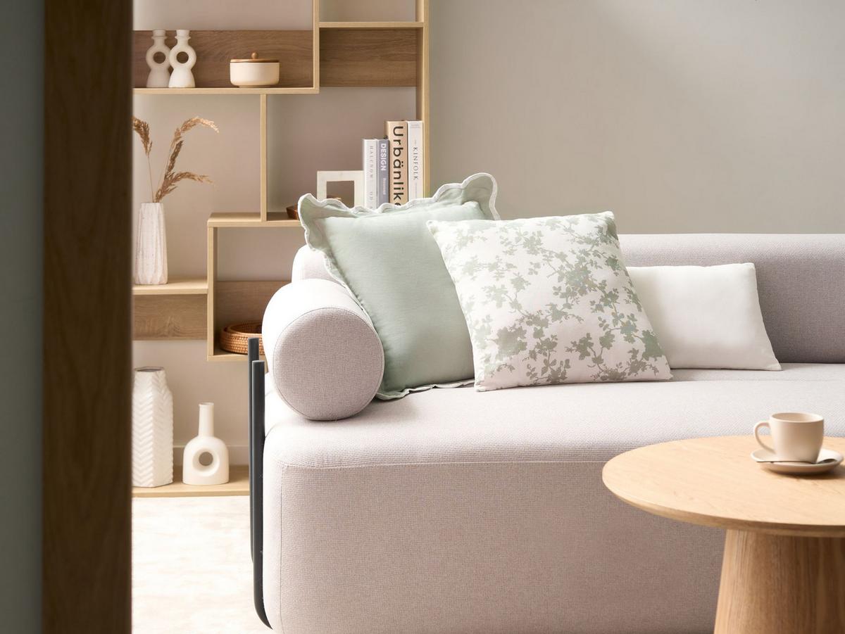 DEKOKISSEN 3er-Set Weiß 30/50 cm Canarium - Weiß, Textil (45/45cm) - Beliani
