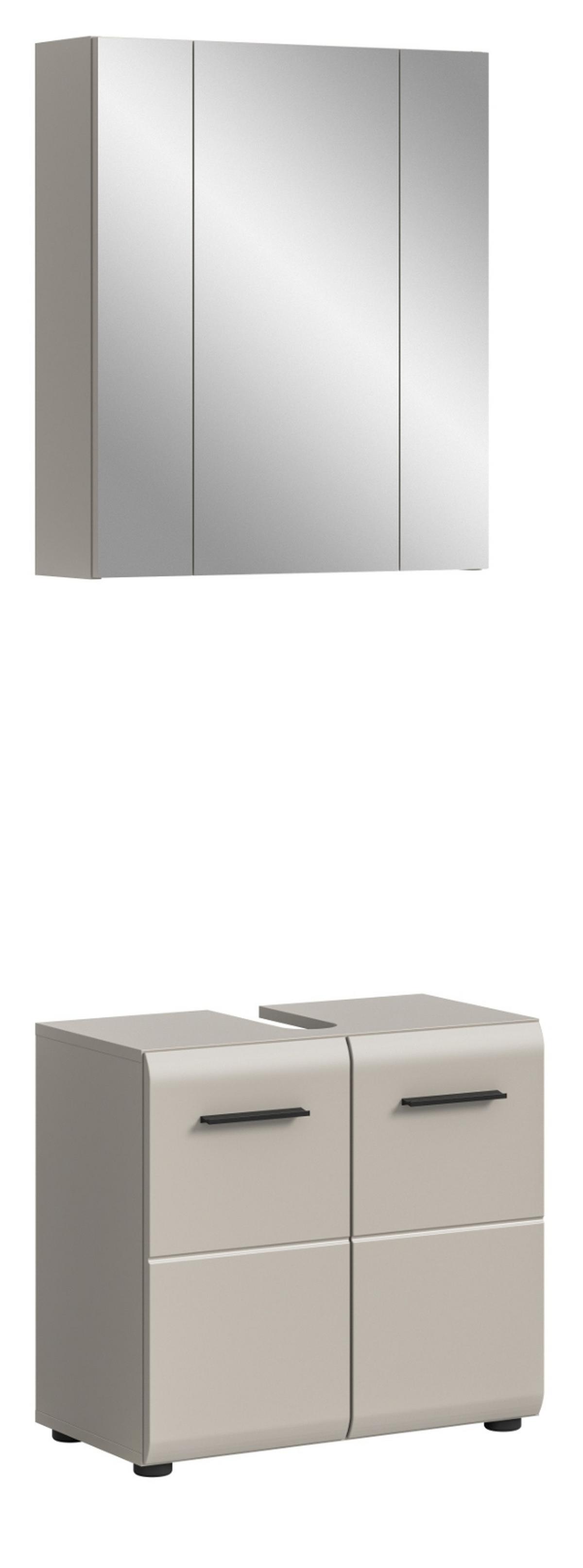 BADMÖBEL-SET Kaschmir 2-teilig 60 cm, Badschränke in modernem Design - Kaschmir/Schwarz, Glas/Holzwerkstoff (60/185/30cm) - Inn.Furn