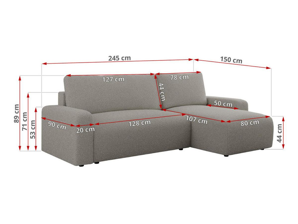 ECKSOFA ARGOS Grau Boucle - Schwarz/Grau, Kunststoff/Textil (245/150cm) - MKS
