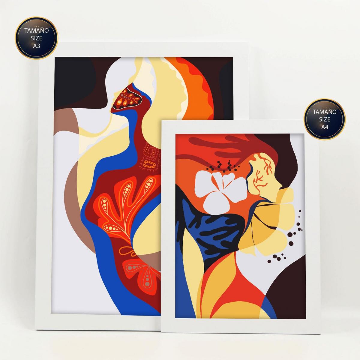 POSTER Set Mit 6 Rococo Arts 1 In Weibliche Zusammenfassung Ästhetische Dekorative Gemälde Für Ihr Wohnzimmer Zuhause A3 & A4 Weißer Rahmen - Weiß, Papier (29/3cm) - Nacnic