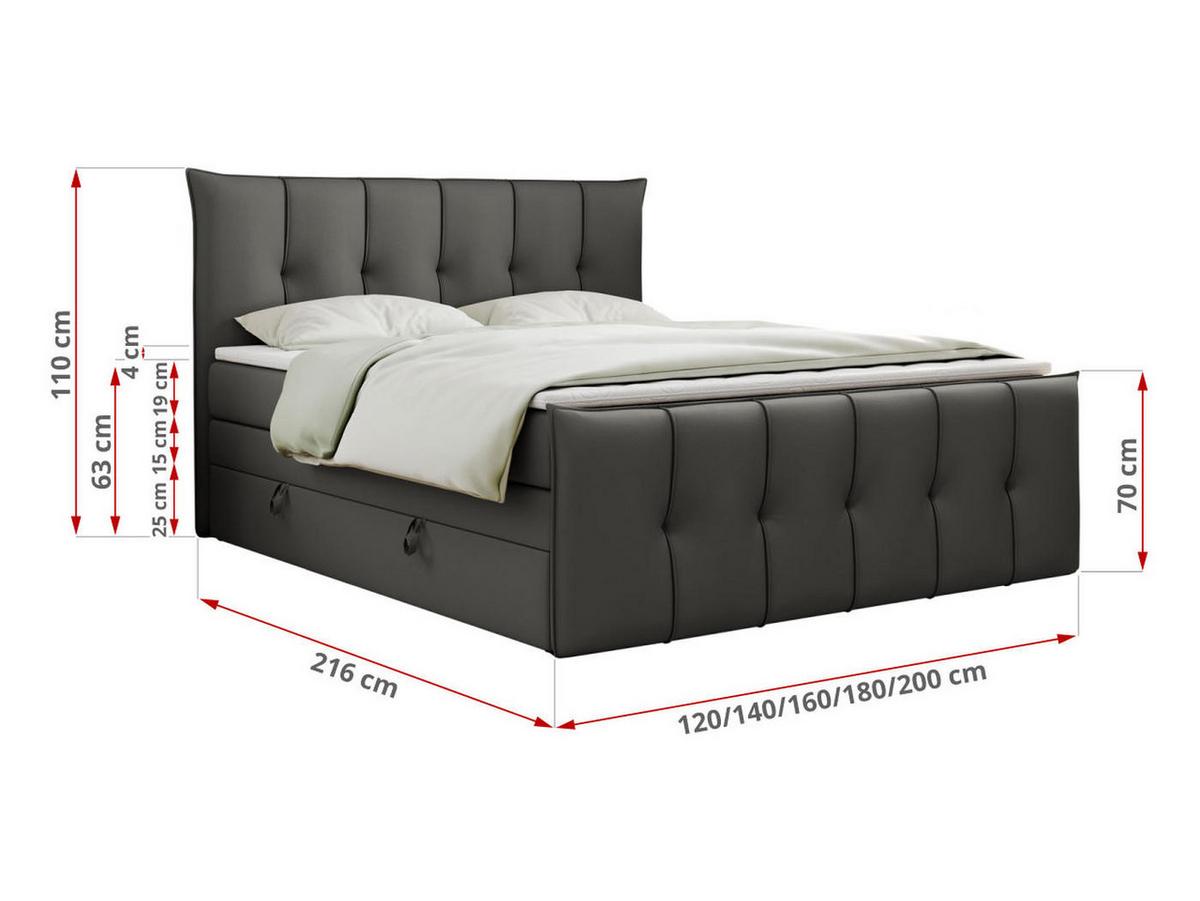 BOXSPRINGBETT PREMIUM 11 KING 120/200 Dunkelgrau Kunstleder - H4 - Dunkelgrau, Holz/Textil (120/200cm) - MKS