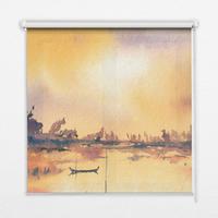 INNENROLLO - Fensterrollo - Rollo - 100x140 cm - Sonnenuntergang über dem See - Orange, Kunststoff (100/140/0.5cm) - TULUP