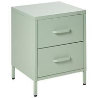 NACHTTISCH Mintgrün 2 Schubladen Malavi - Mintgrün, Metall (40/43/55cm) - Beliani