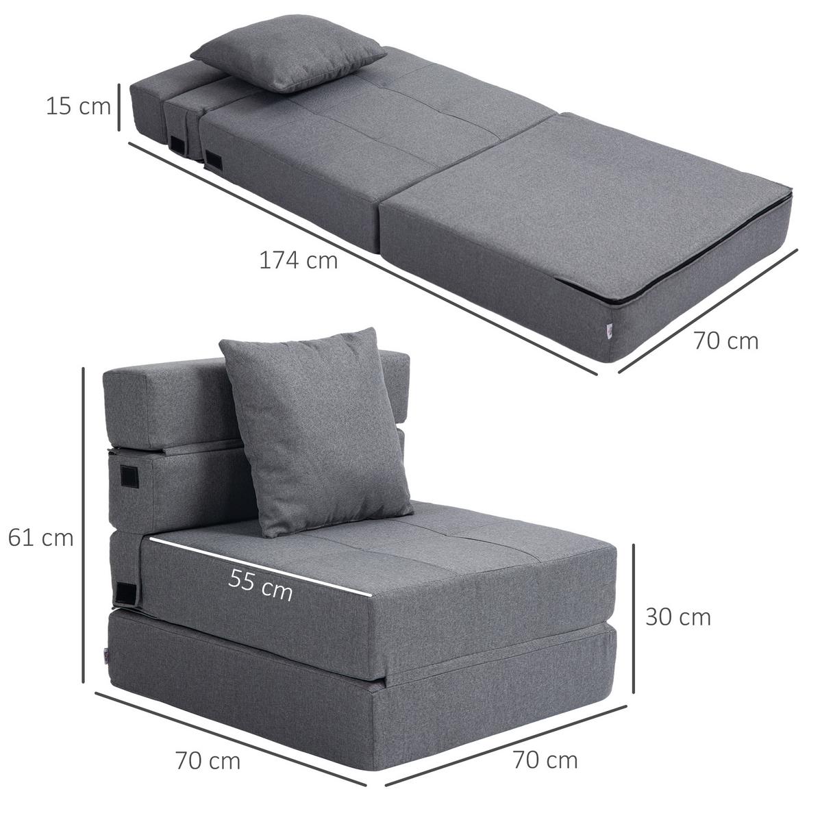 SCHLAFSESSEL, Polybaumwolle, Dunkelgrau - Dunkelgrau, Textil (70/61/70cm) - HOMCOM