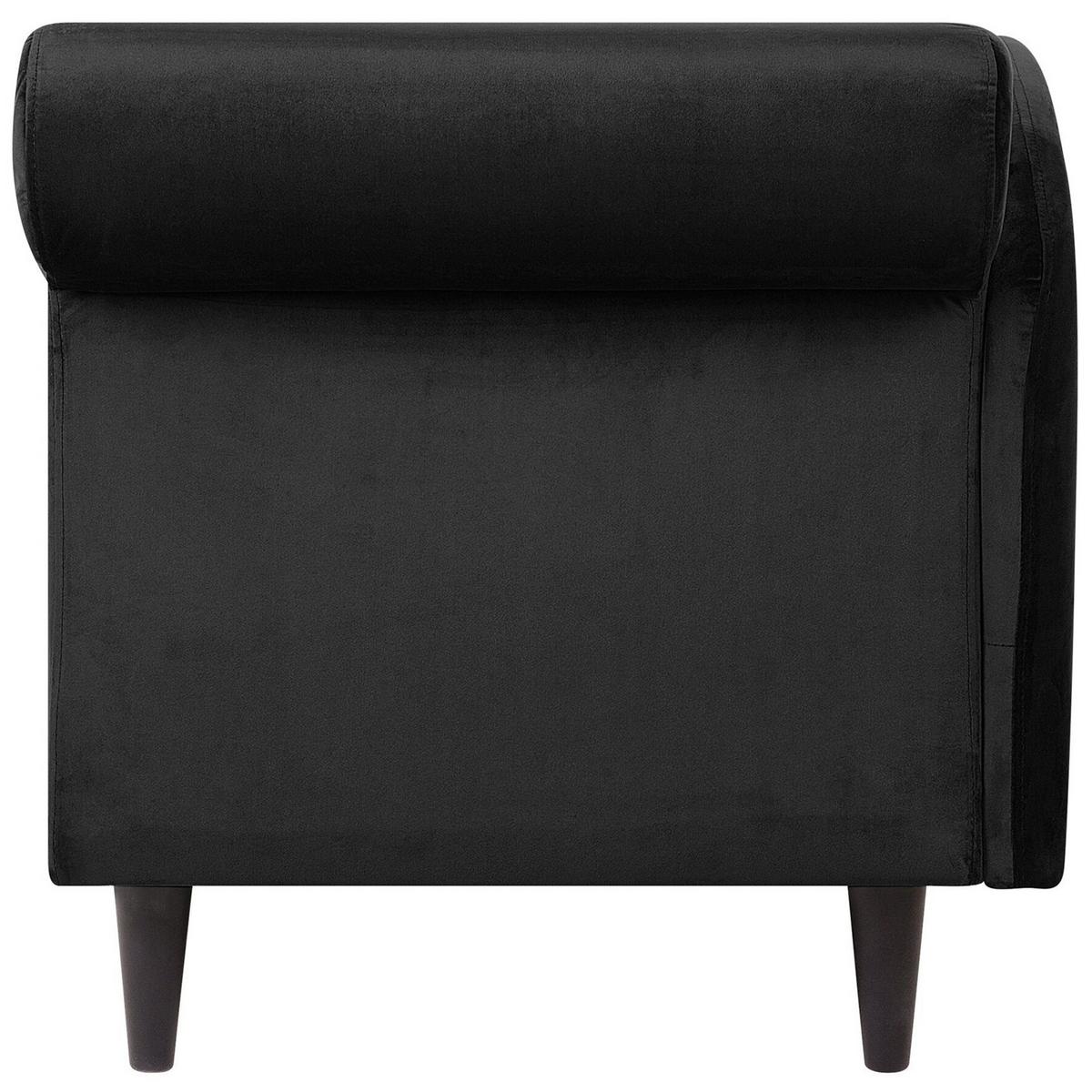 CHAISELONGUE Samtstoff schwarz rechtsseitig Luiro - Dunkelbraun/Schwarz, Textil (160/77/70cm) - Beliani