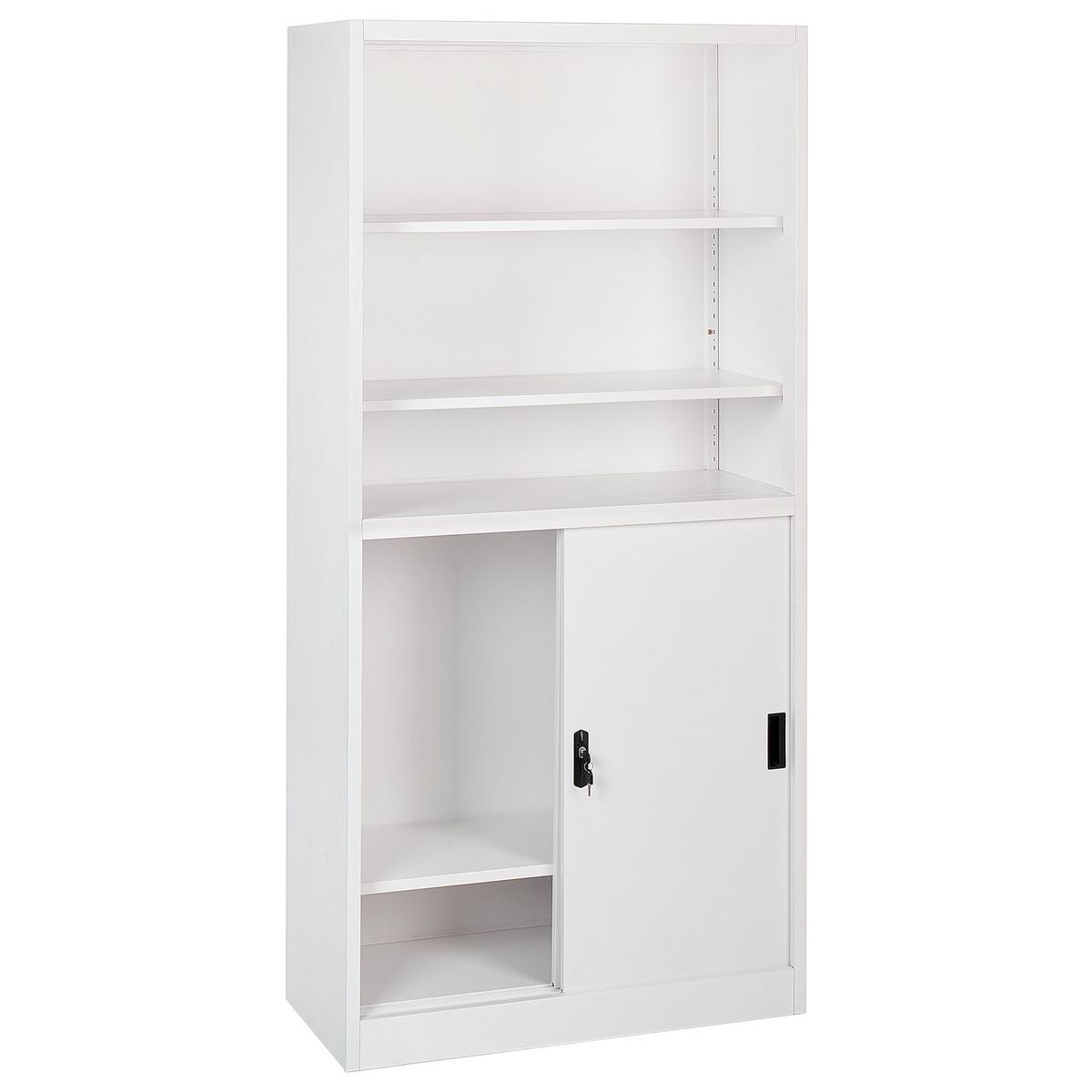 BÜROSCHRANK Metall Weiß Muscovite - Schwarz/Weiß, Metall (90/185/40cm) - Beliani
