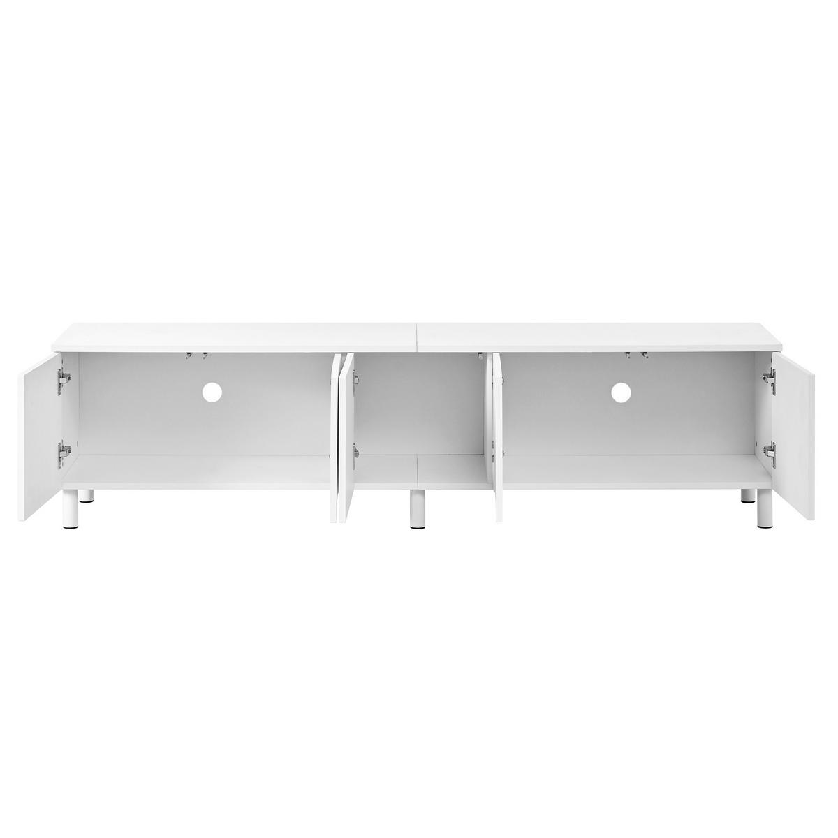 TV-LOWBOARD Weiß 180cm mit 5 Türen Bogen-Design & Metallfüßen - Weiß, Holzwerkstoff (180/45/38cm) - Urban Meuble