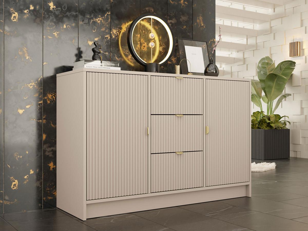 SIDEBOARD Tireno - Sandfarben/Goldfarben, Holzwerkstoff/Metall (118/75/40cm) - MIRJAN24