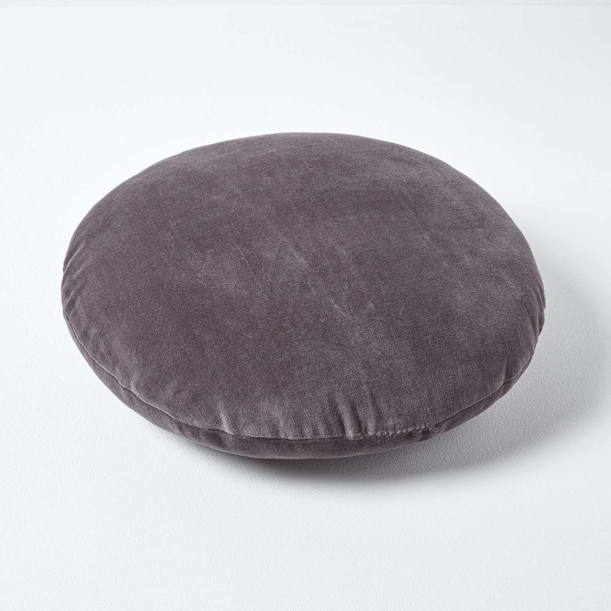 DEKOKISSEN rund anthrazit, Baumwollsamt?40 cm - Anthrazit, Textil (40/40cm) - Homescapes