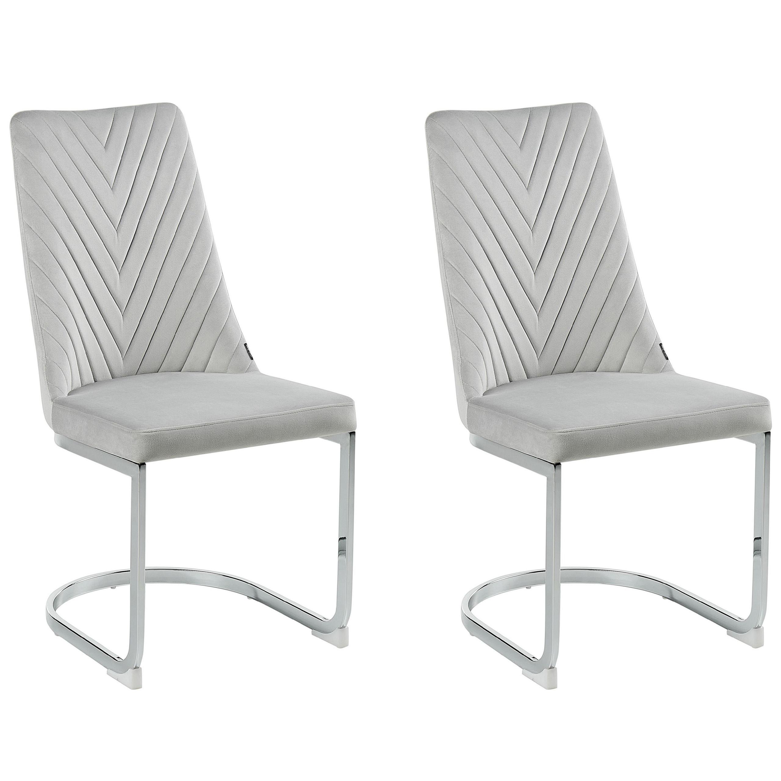 ESSZIMMERSTUHL 2er-Set Samtstoff grau Altoona - Silberfarben/Grau, Textil (46/95/58cm) - Beliani