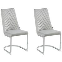 ESSZIMMERSTUHL 2er-Set Samtstoff grau Altoona - Silberfarben/Grau, Textil (46/95/58cm) - Beliani