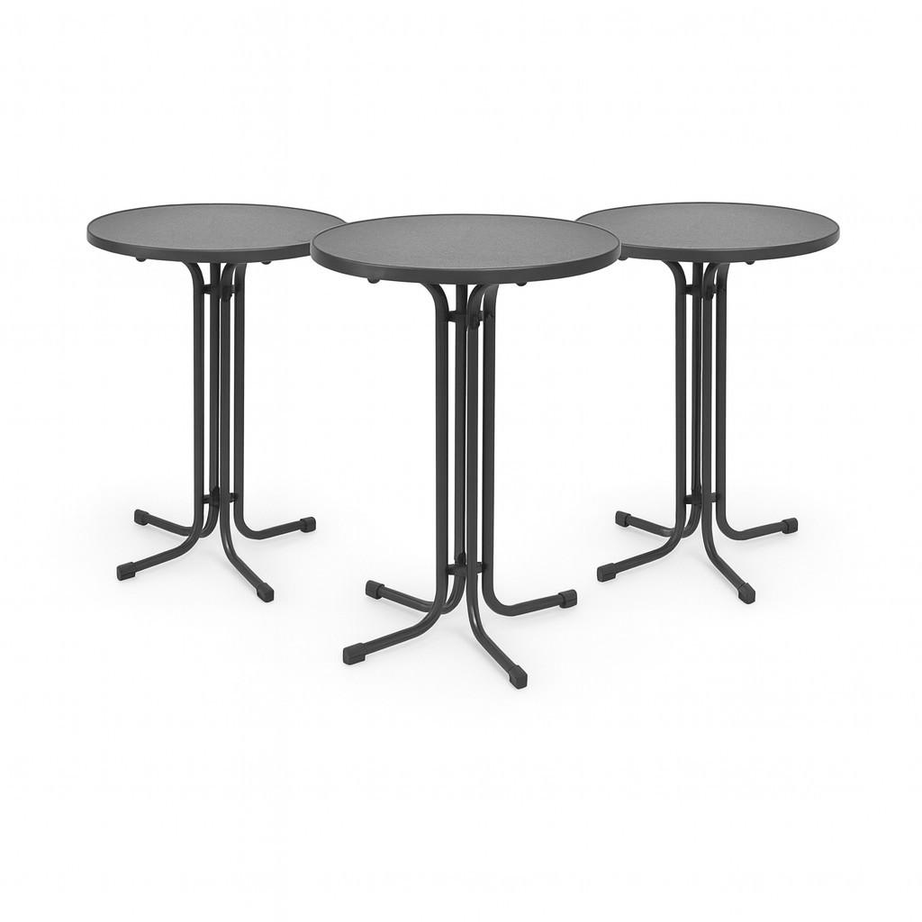 STEHTISCH Bellini Ø60xH110cm Grau (3tlg) - Grau, Holz/Metall (60/60/110cm) - Beautissu 