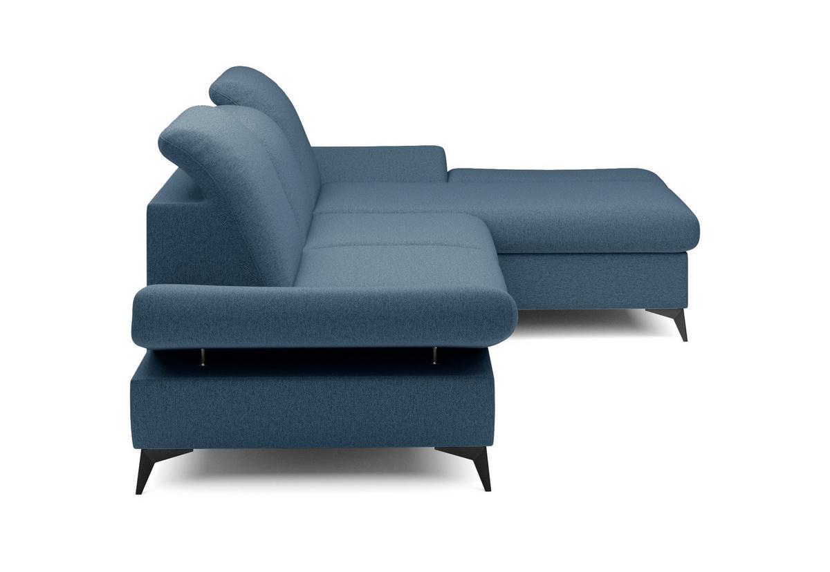 ECKSOFA FELICE R-S Dunkelblau Geflochtener Stoff mit Schlaffunktion - Dunkelblau, Holz (284/166cm) - MASSENO