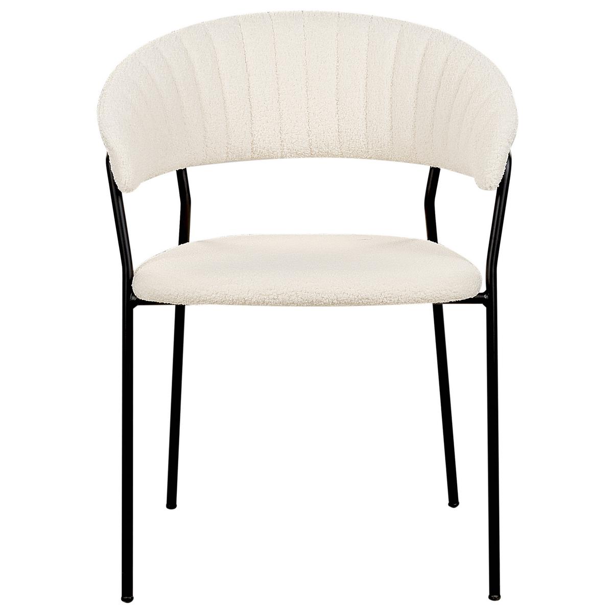 ESSZIMMERSTUHL 2er-Set Bouclé cremeweiß Mariposa - Schwarz/Weiß, Textil (55/78/55cm) - Beliani