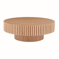 COUCHTISCH Rund in Natur-Optik Ø 80 cm mit handgefertigtem Rillen-Design - Naturfarben, Holzwerkstoff (80/80/35cm) - Urban Meuble