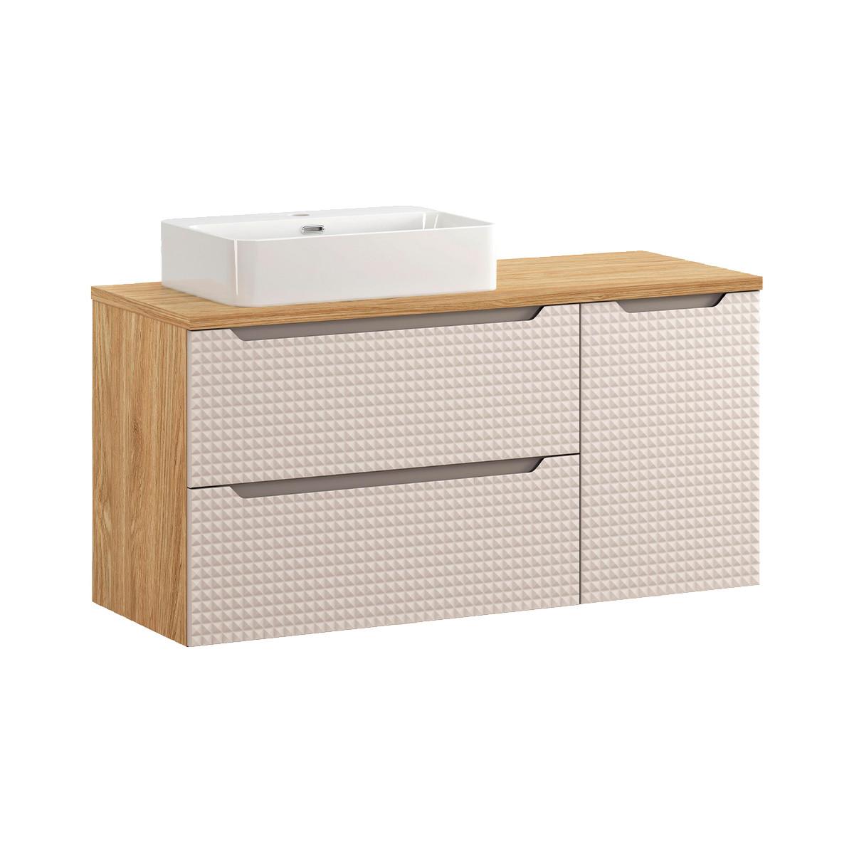 WASCHTISCH 120cm Mallory Beige und Holz - Braun, Holzwerkstoff (120/59.5/46cm) - Petits-meubles