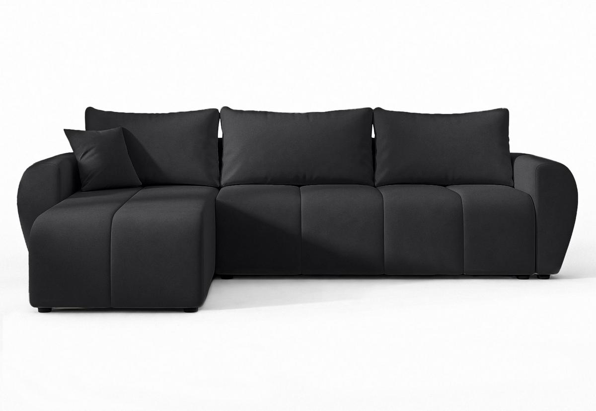ECKSOFA L Form Malatya Schwarz 246/145/80 cm stilvolle mit Schlaffunktion L - Schwarz, Kunststoff/Textil (145/246cm) - AX Living