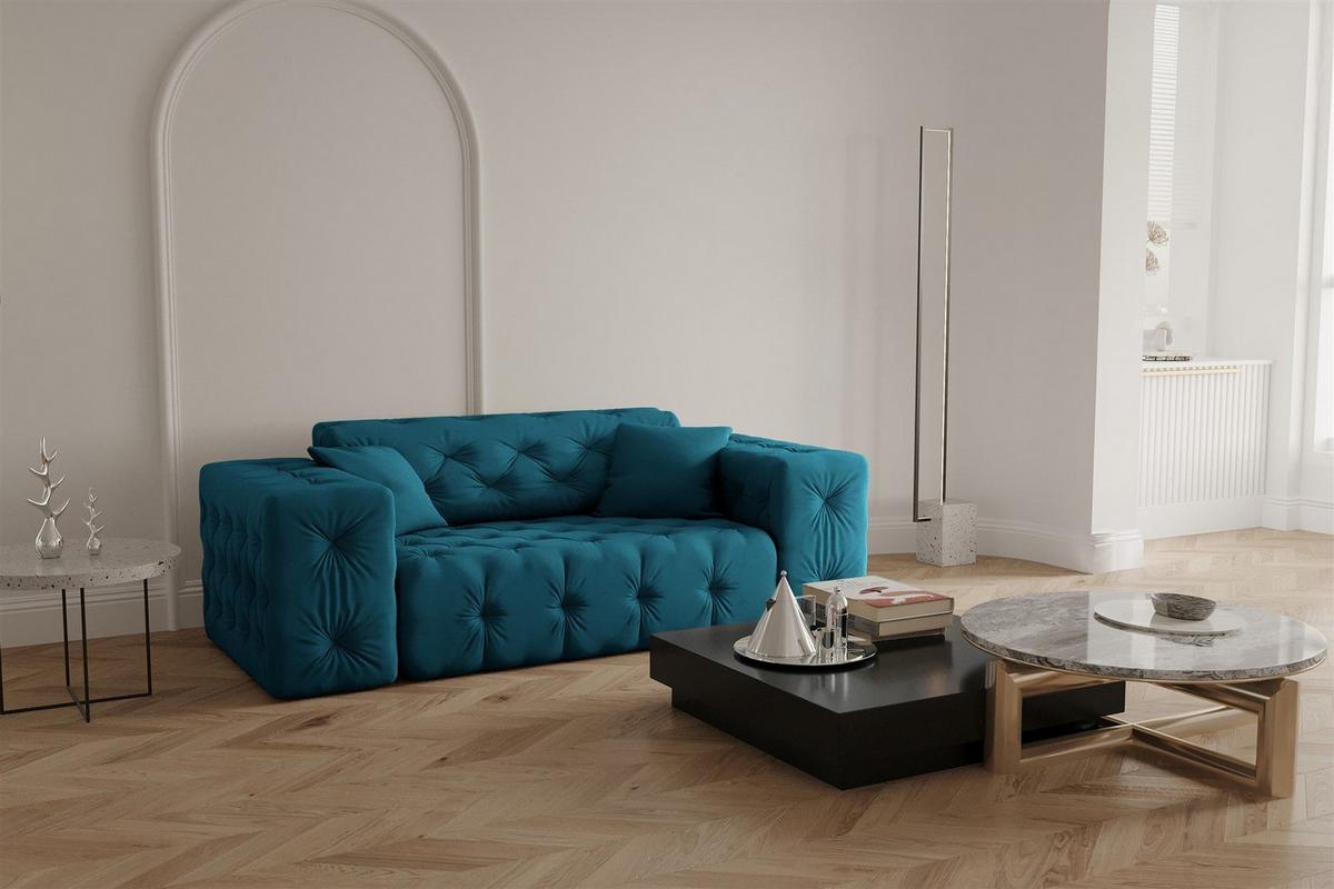 SOFASET Chantal - Blau, Holzwerkstoff/Textil (251/78/96cm) - Fun Möbel