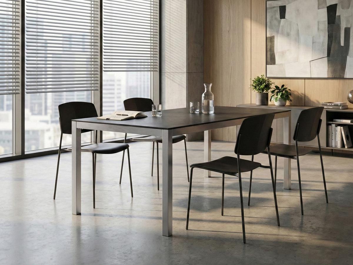 KONFERENZTISCH 90/180 cm Granit Schwarz Grosseto - Schwarz, Stein (180/90/76cm) - Beliani