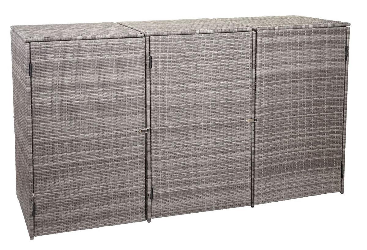 3ER-MÜLLTONNENVERKLEIDUNG Grau - Grau, Kunststoff (195/110/66cm) - MCW
