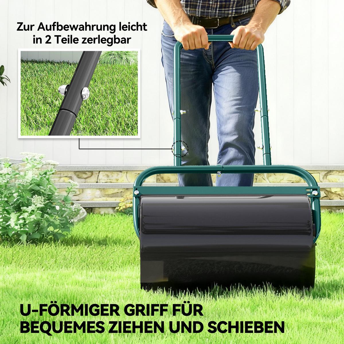 RASENWALZE Stahl Metall Dunkelgrün - Dunkelgrün, Metall (32.5/113/58cm) - Outsunny