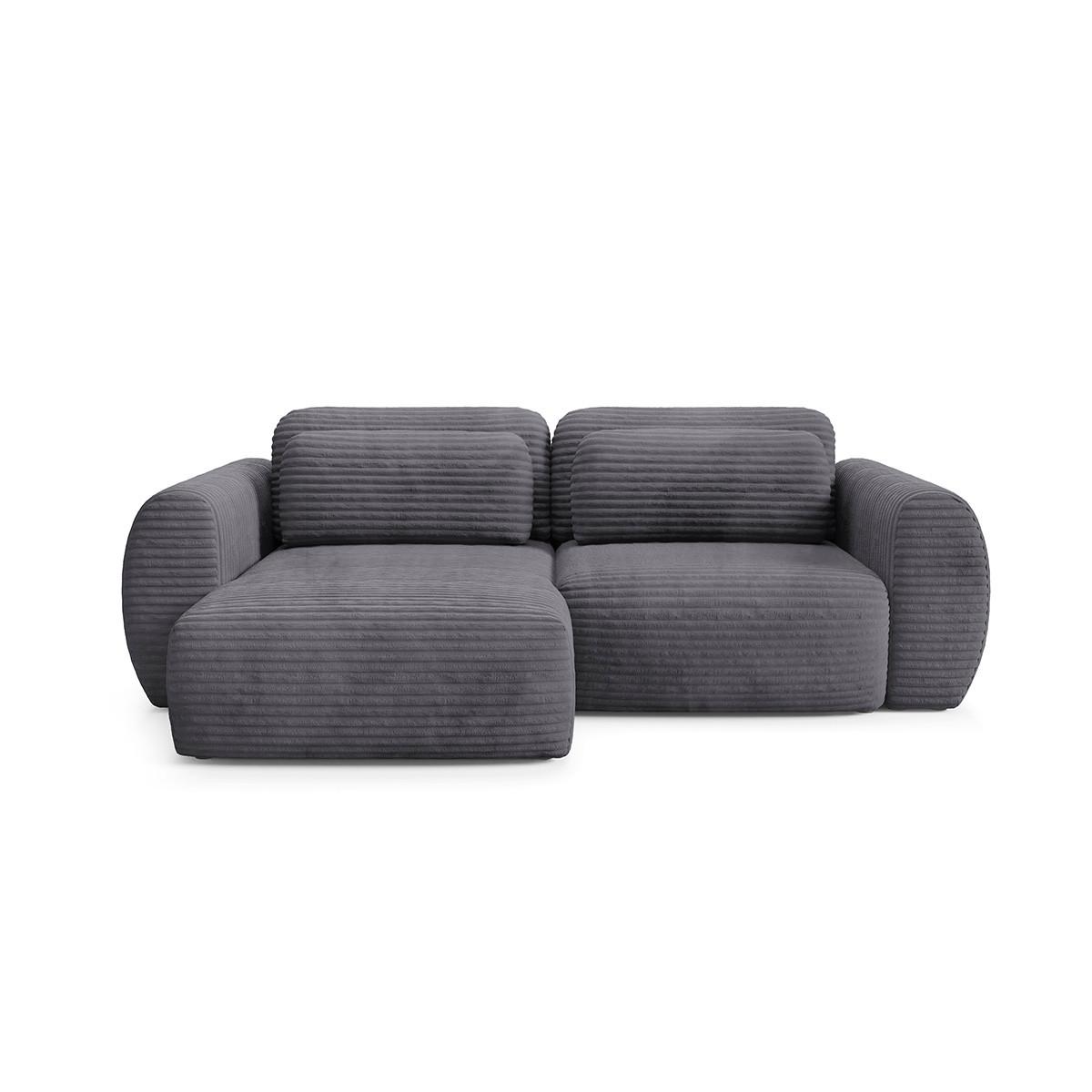 ECKSOFA Camilla 3 Sitzplätze Dunkelgrau - Grau, Holz (270/165cm) - Petits-meubles