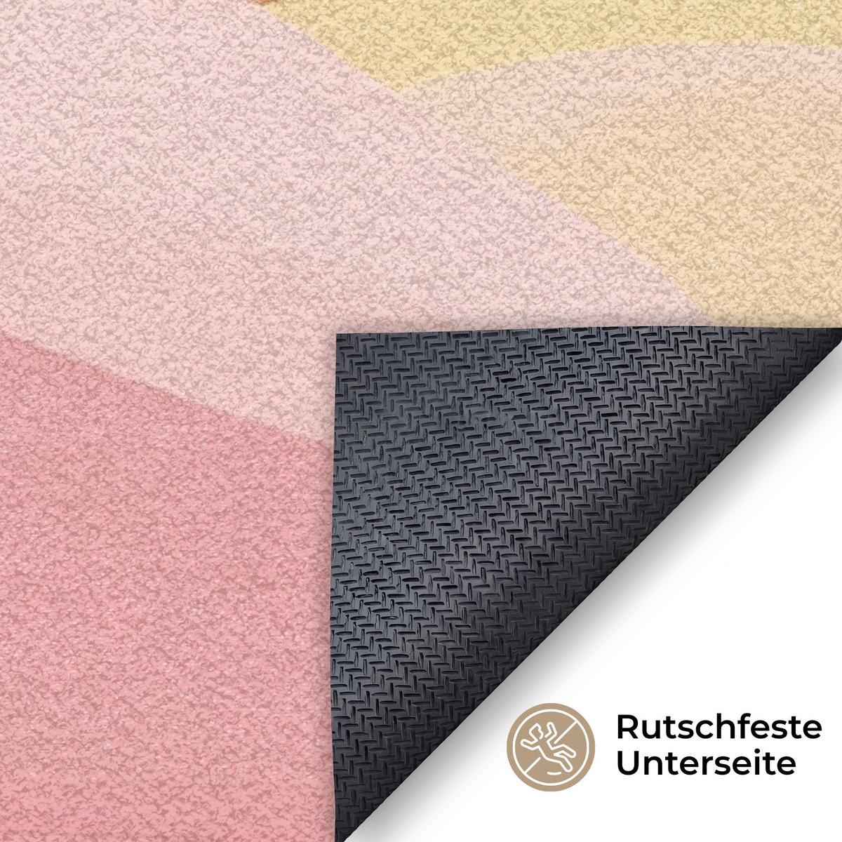 FUSSMATTE Berge - Abstrakt - Sonnenstrahlen - Rosa Sauberlaufmatte 180x120 cm - Rosa, Kunststoff (180/0.4cm) - MuchoWow