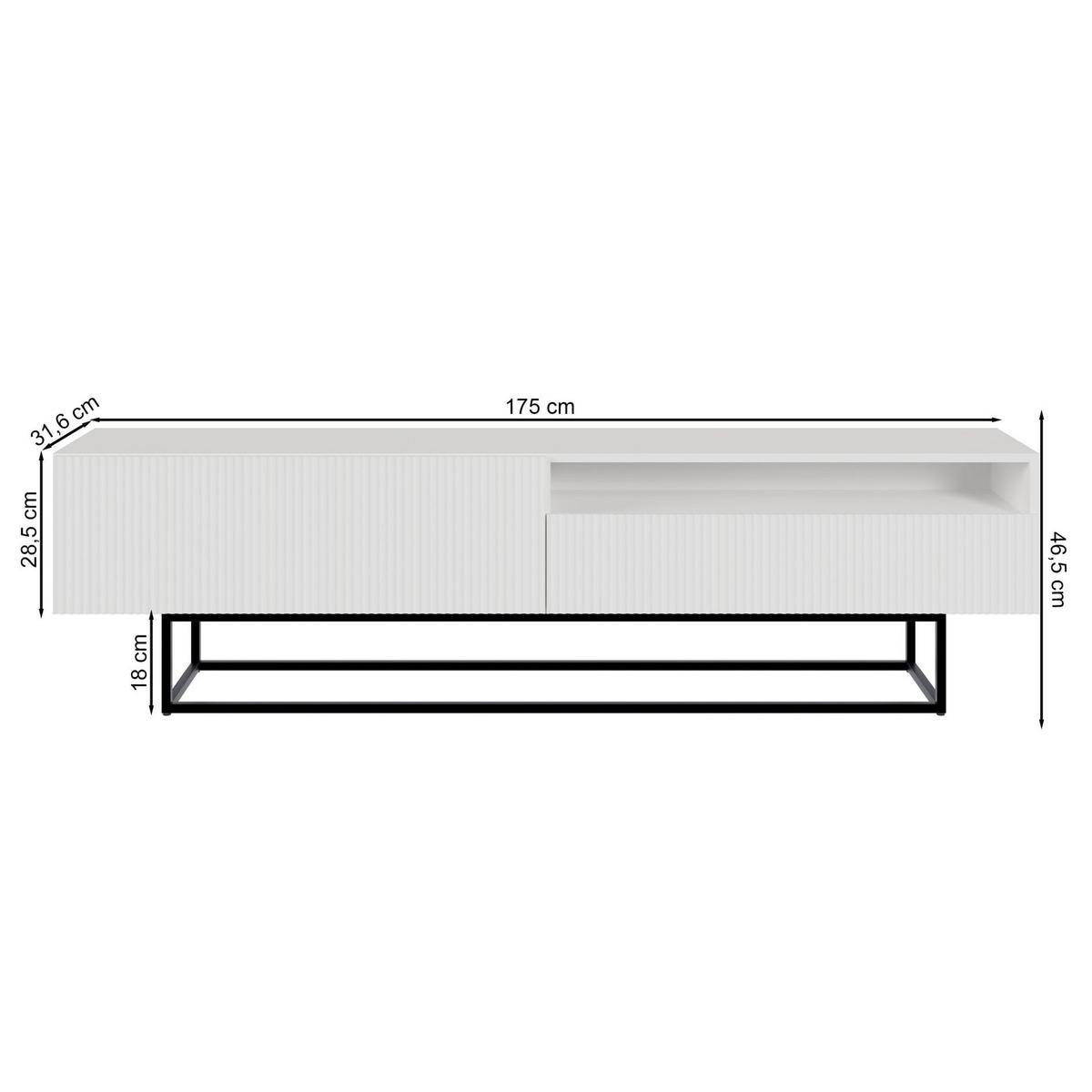 TV-SCHRANK Veldio Schwarz mit offenem Fach 175 cm - Schwarz, Holzwerkstoff/Metall (175/46.5/31.6cm) - Selsey