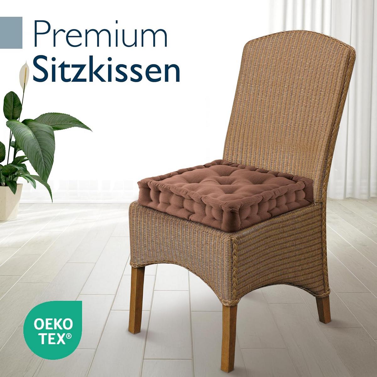 STUHLKISSEN Mila 50x50x10cm Braun - Braun, Textil (50/50/10cm) - Beautissu 