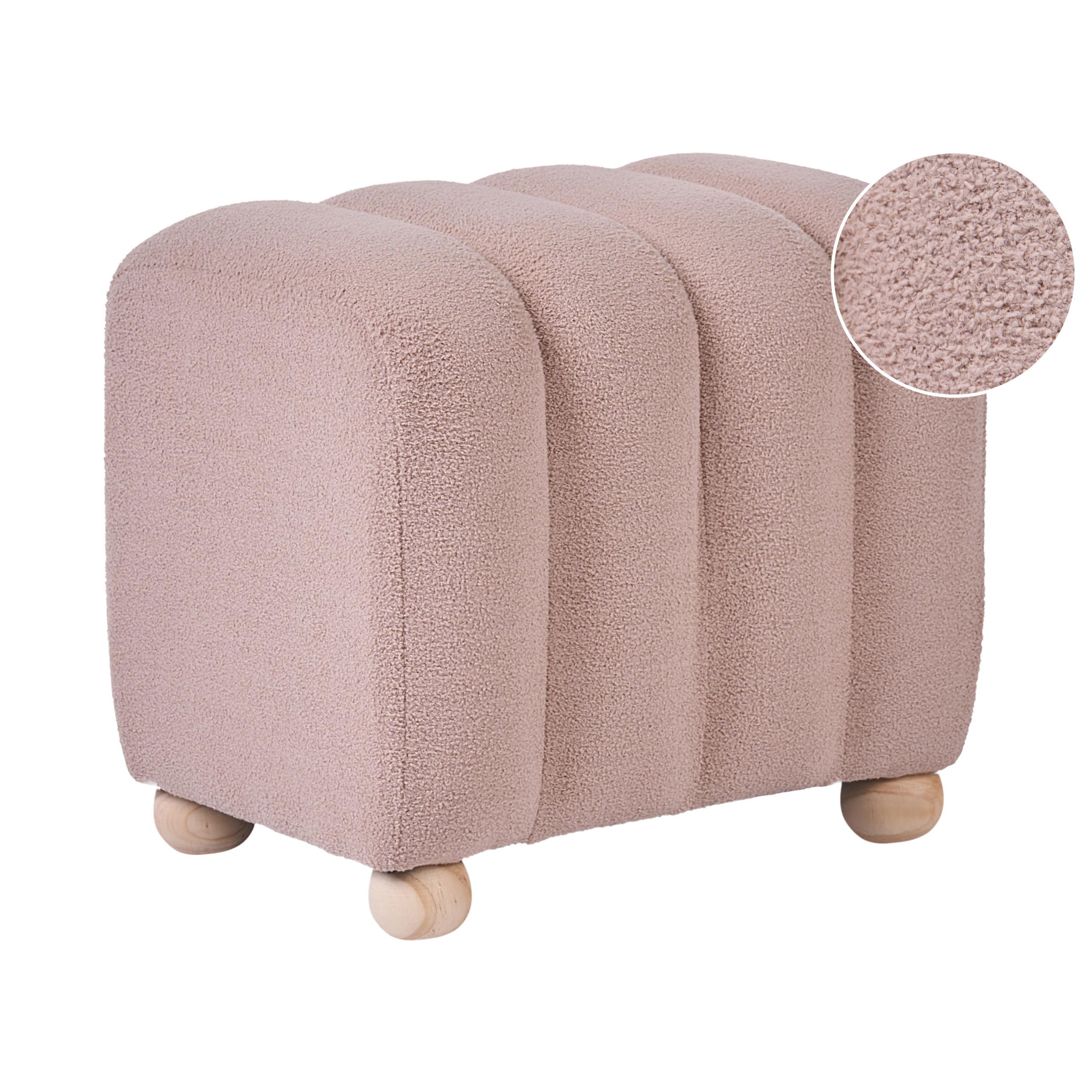 POUF Bouclé Beige Idyllwild - Beige, Textil (49/45/39cm) - Beliani