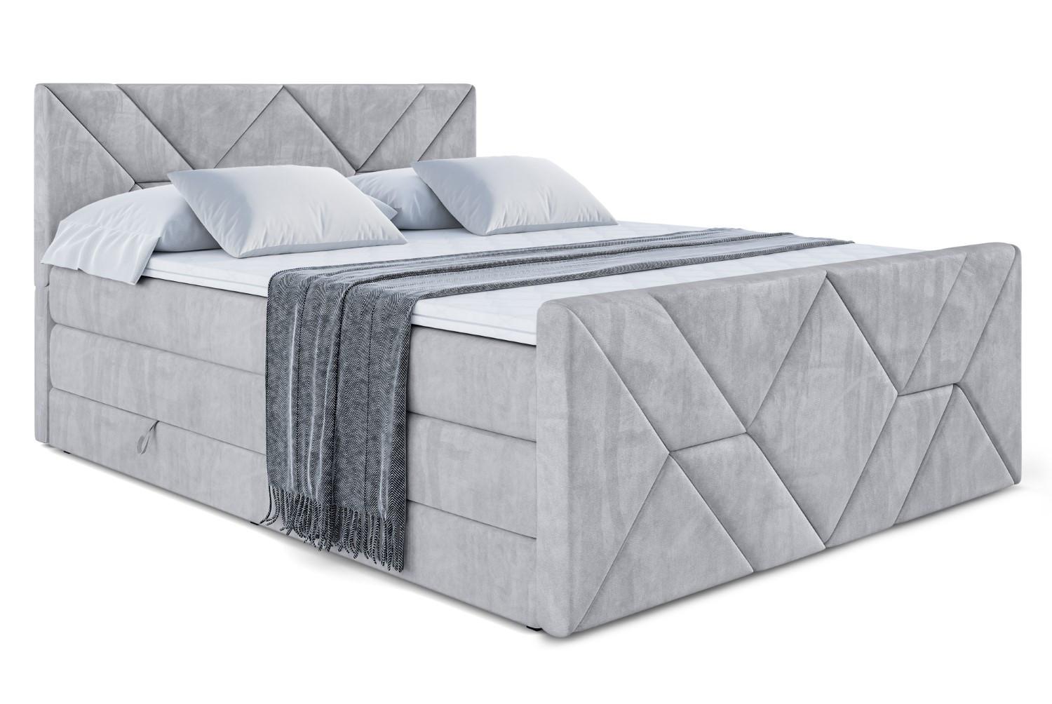 BOXSPRINGBETT BARWA-Z KING - 140x200 - H3/H4 - Hellgrau - Hellgrau, Holzwerkstoff (140/200cm) - ALTDECOR